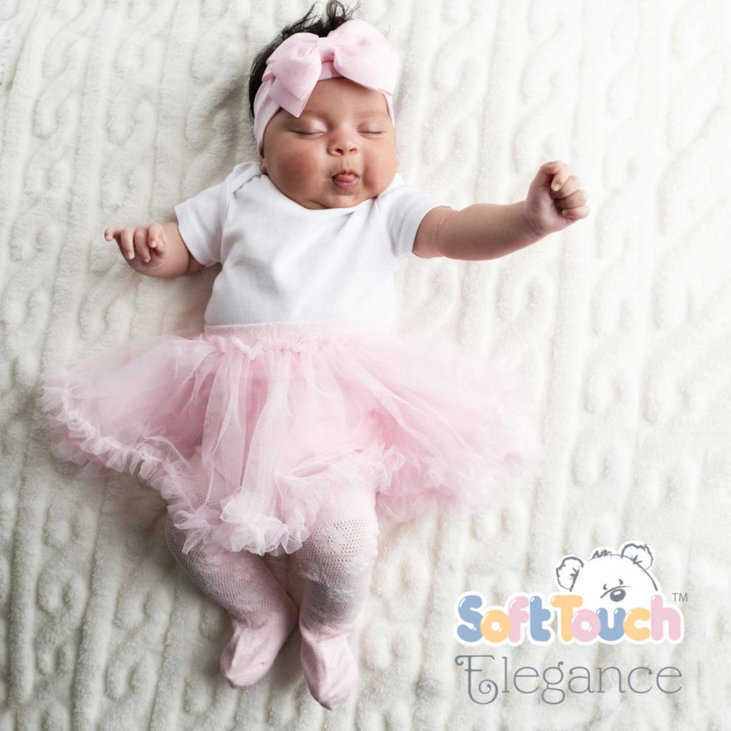 Soft Touch  * STT130-Pi Pink Floral Tights with Tutu (Newborn - 24 months)