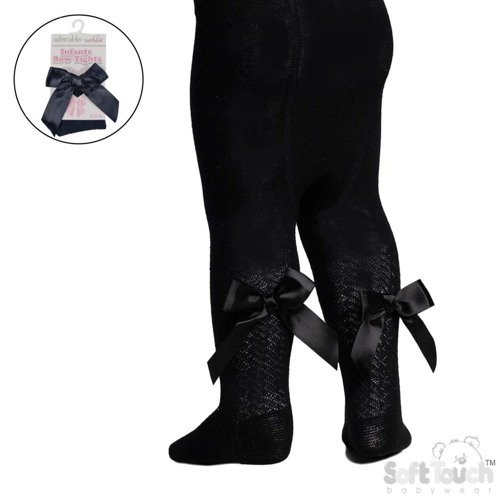Soft Touch 4T170-Be 5023797408441 STT170-Bl Black Jacquard Tights Long Bows (2-5 years)