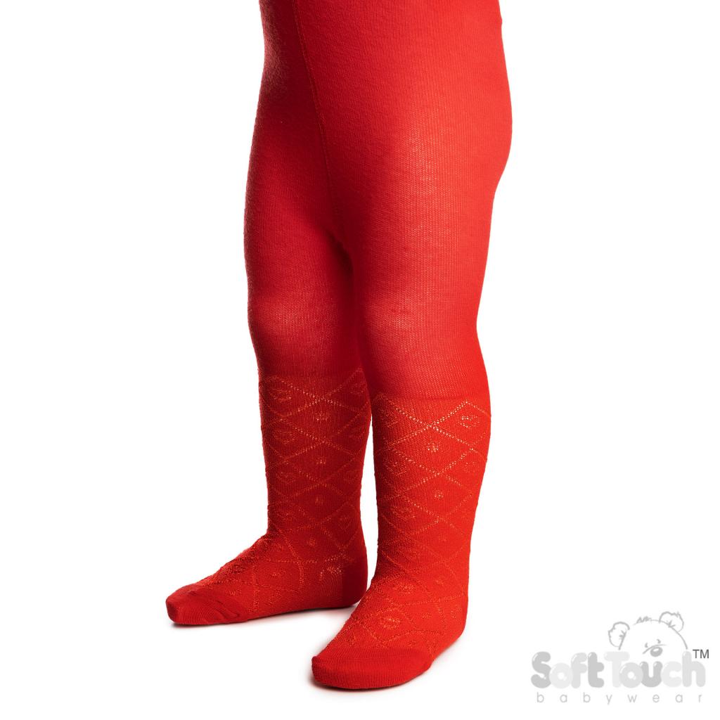 Soft Touch  5023797406676 STT32-R Red Shiny Heart Tights (Choose from 0-6 months)