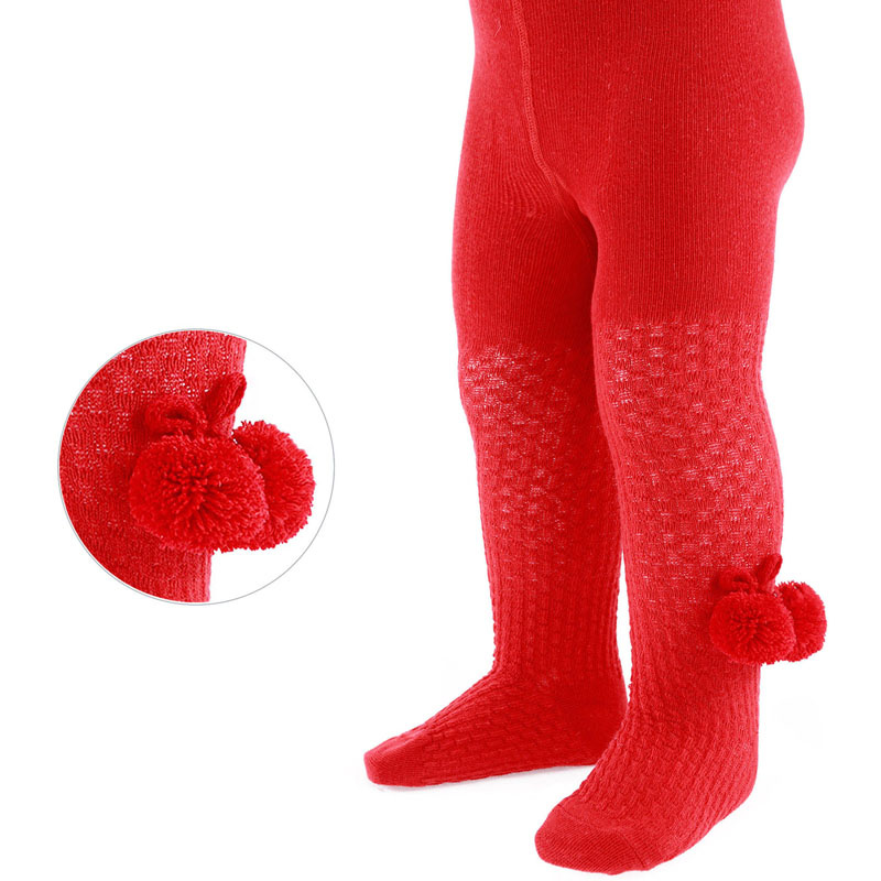 Soft Touch 5023797403262 STT45-Ro Checked Double Pom Pom Tights (Newborn to 24m) ODDS
