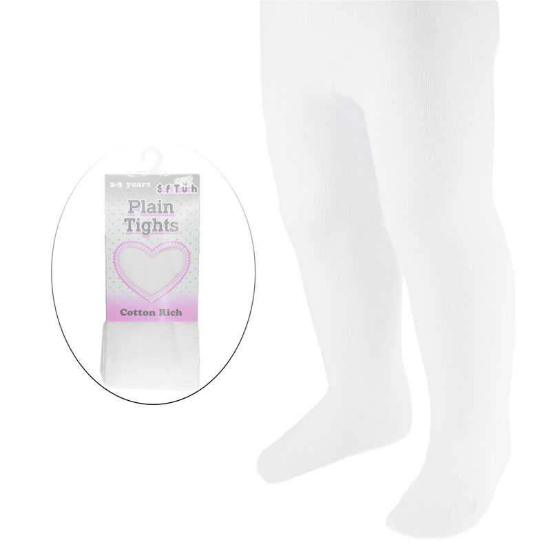 Soft Touch  * STT80-W Plain White Tights (choose NB to 6 Years)