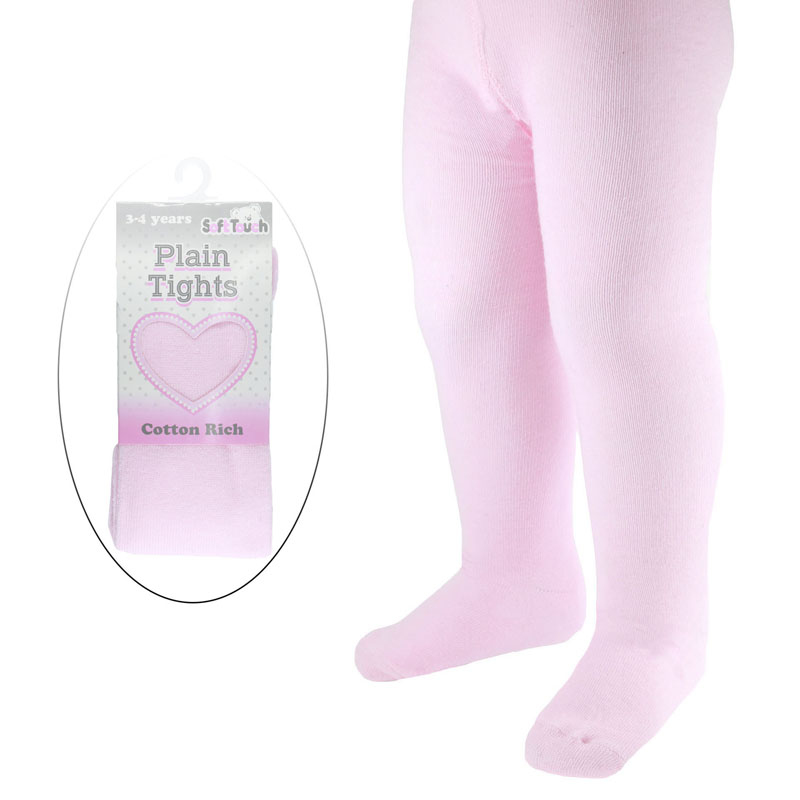 Soft Touch  * STT82-P Plain Pink Tights (choose  NB to 5 Years)