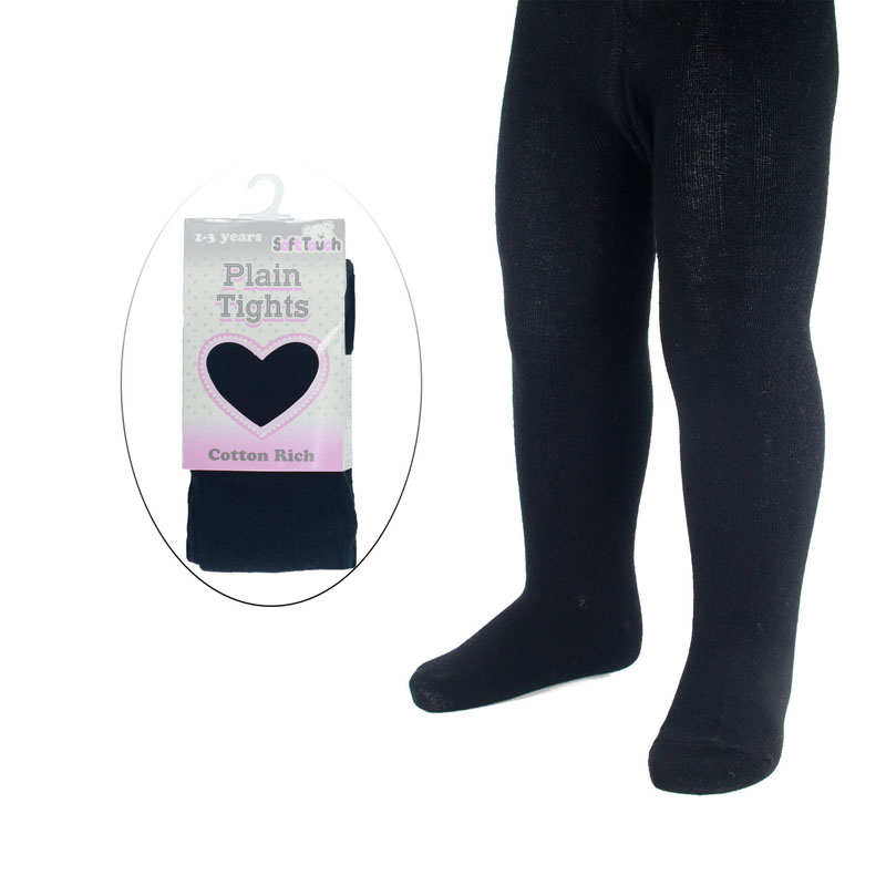 Soft Touch  * STT86-B Plain Black Tights (Choose from NB to 12 Years)
