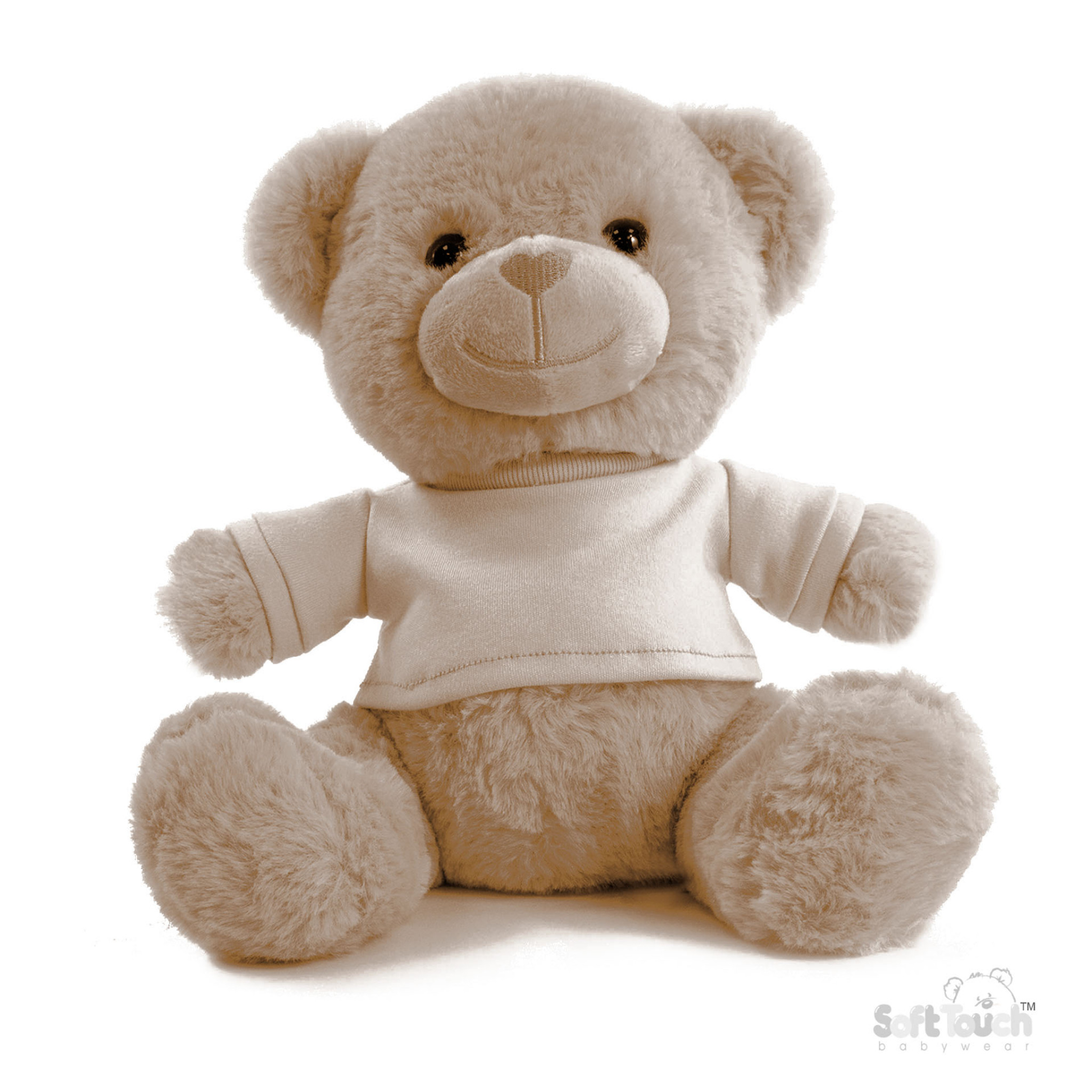 Soft Touch 4tb325-w 5023797611926 STTB325-BR Teddy Bear with Embroiderable T-Shirt 25cm