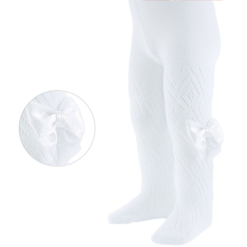 Soft Touch  5023797404375 STTP10-W  White Pereline tights with bow(0 - 24 months)