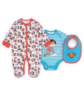 Character China * SUPER_V21729a Superman Three Piece set ( 0-9 months)