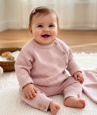 Sevva  33871154262802 SV2403P Pink Honeycomb  Knitted Two Piece  (0-12 months)