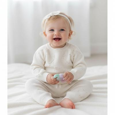 Sevva  33871154262817 SV2407-I Deluxe Silky Heart Knitted Two Piece  (0-12 months)