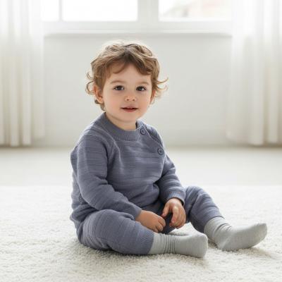 SV2422N  Blue/Grey Stripe Knitted Two Piece   (0-12 months)