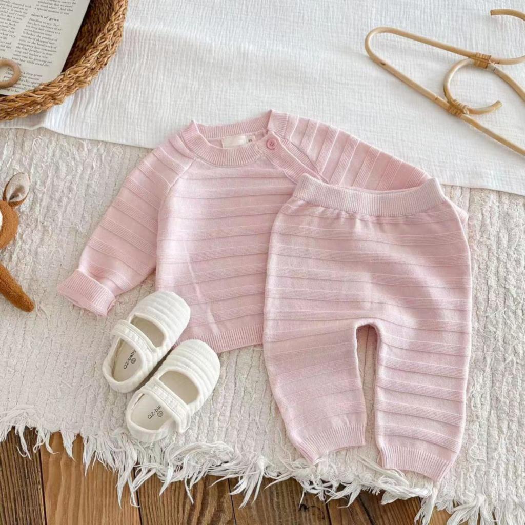 Sevva  33871154262765 SV2422P Pink Stripe Knitted Two Piece  (0-12 months)