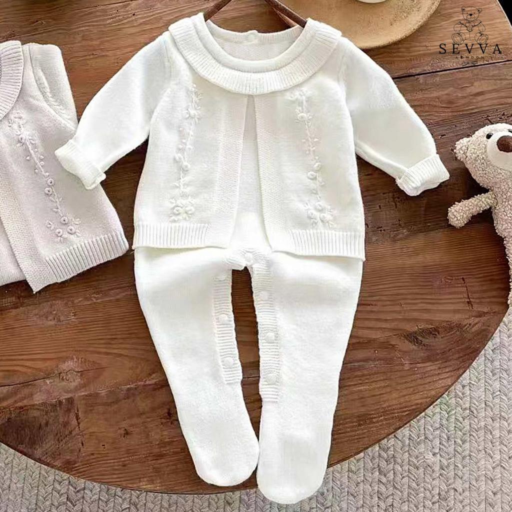 Sevva   SV2441-I Ivory Embroidered Knitted Two Piece (0-12 months)