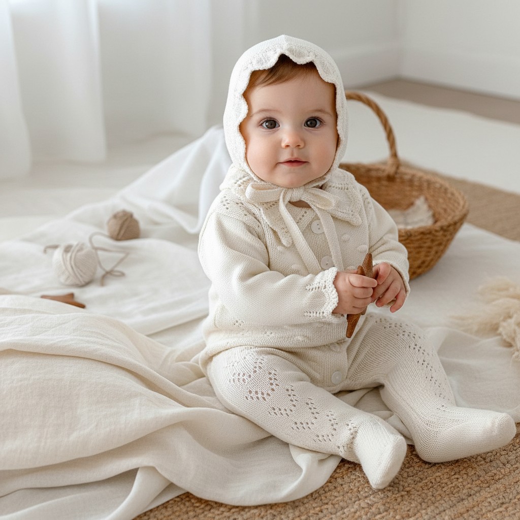 Sevva 2508 * SV2508-I Ivory Luxury Knitted Set with Bonnet  (3-12 months)pp