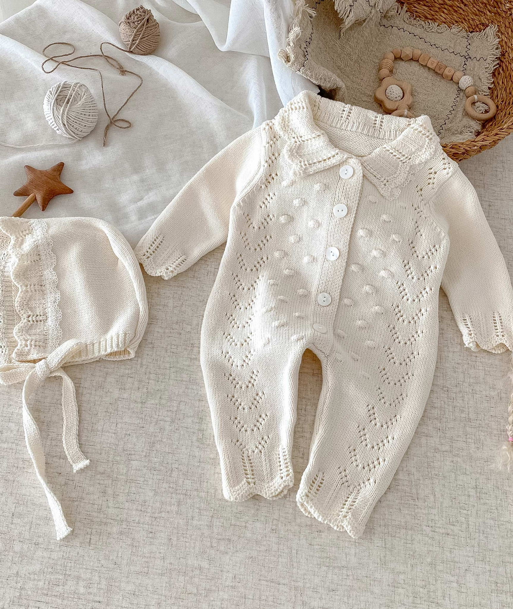 Sevva 2508 * SV2508I Ivory Luxury Knitted Set with bonnet  (0-12 months)