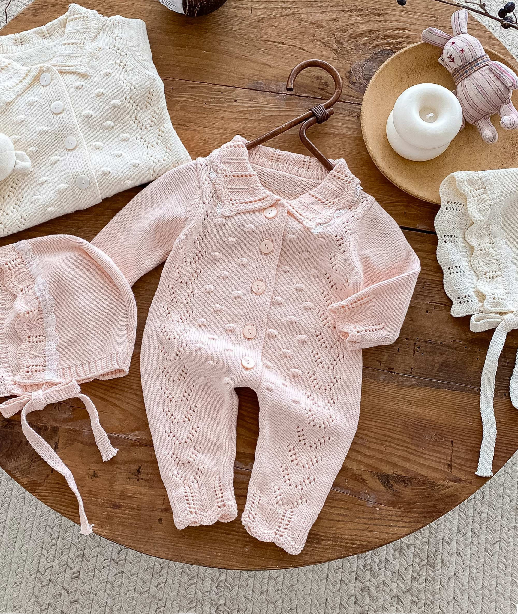 Sevva 2508 * SV2508P Pink Luxury Knitted Set with Bonnet  (0-12 months)