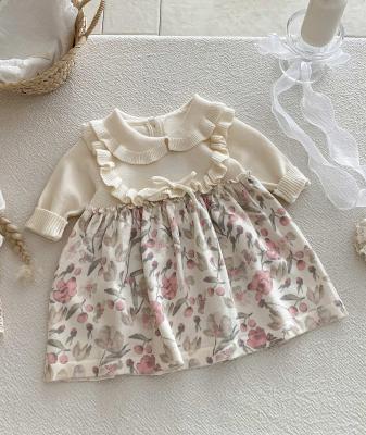 Sevva 2516 33871154262765 SV2516 Floral Woven and Lux Knitted Dress (0-12 months)