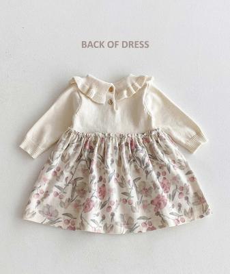 Sevva 2516 33871154262765 SV2516 Floral Woven and Lux Knitted Dress (0-12 months)