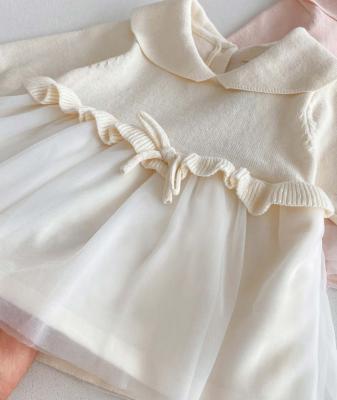 Sevva 2522 * SV2522I Ivory Luxury Knitted  and Net Dress  (0-12 months)