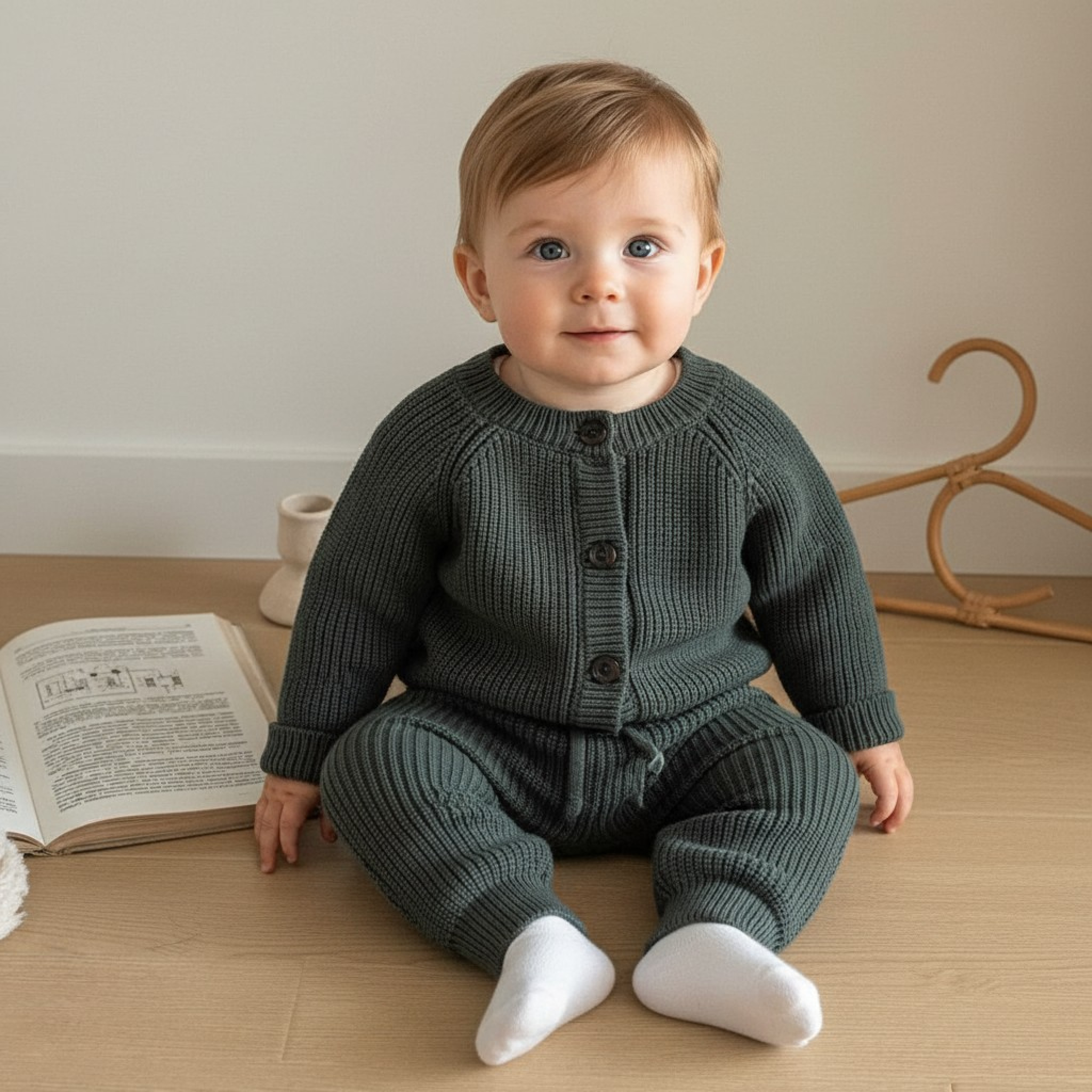 Sevva 2527 33871154262765 SV2527-G Green Lux Knitted Two Piece  (0-12 months)
