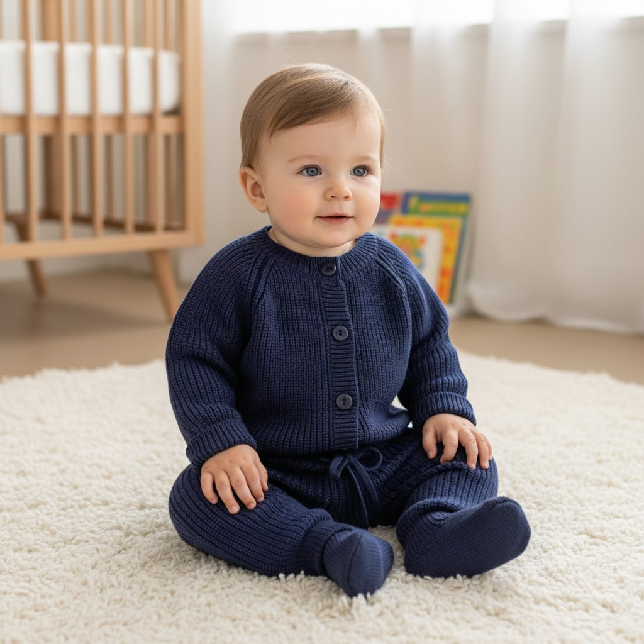 Sevva 2511 33871154262765 SV2527-N Navy Lux Knitted Two Piece (0-12 months)