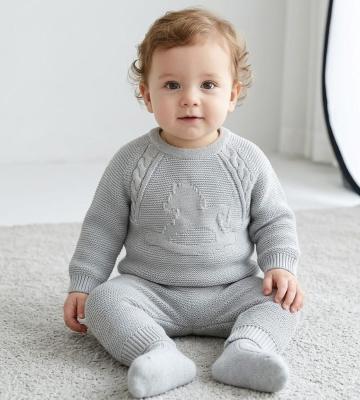 SV26010G  Grey Knit Rocking Horse Top and Trouser (0-12 months)