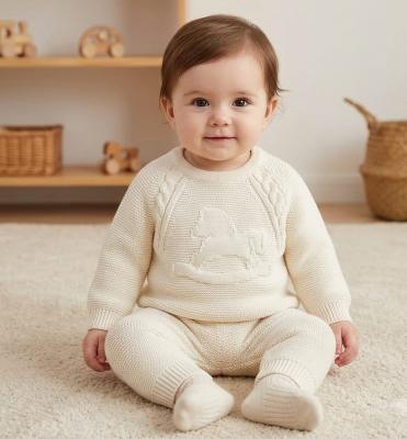 SV26010I  Ivory Knit Rocking Horse Top and Trouser (0-12 months)