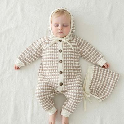 SV26016T  Brown Vintage Knit Romper & Bonnet (0-12 months)