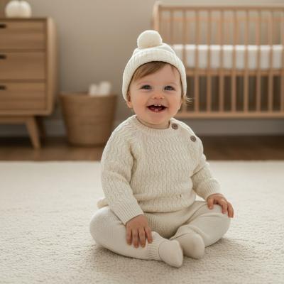 SV26022I  Ivory Knit Hat , Top and Trouser (0-12 months)