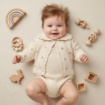 SV2640-I  Ivory Lux Embroidered Cardi & Dungaree   (0-12 months)