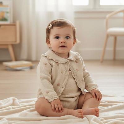 SV2640-S  Sand Lux Embroidered Cardi & Dungaree   (0-12 months)