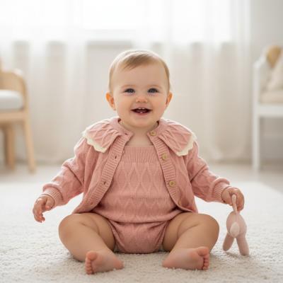 SV701-P Pink Lux cardi and Sun dungaree (0-12 months)