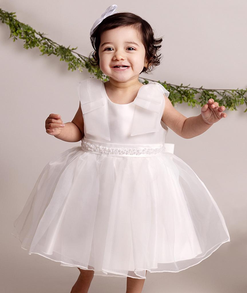 Sevva China  SVCC1046 White Voile Bow Dress (0-36 months)