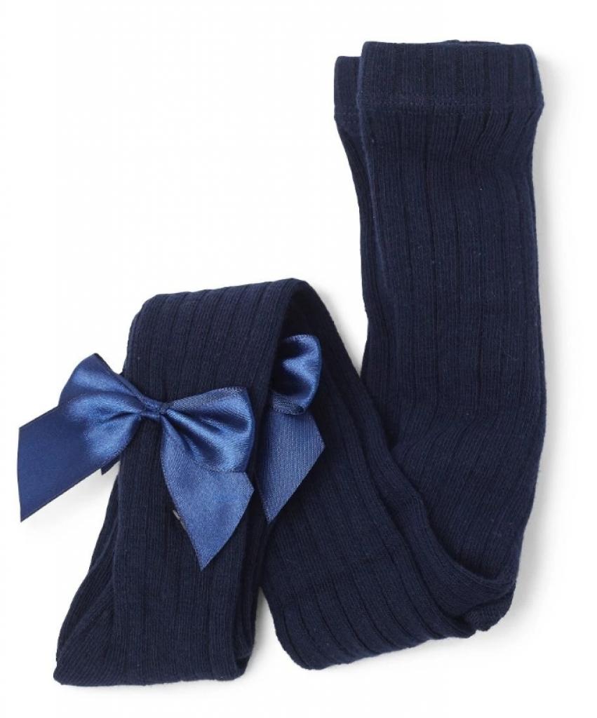 Sevva   SVKITTY-N Navy Ribbed Bow tights ( choose 6m - 8year)