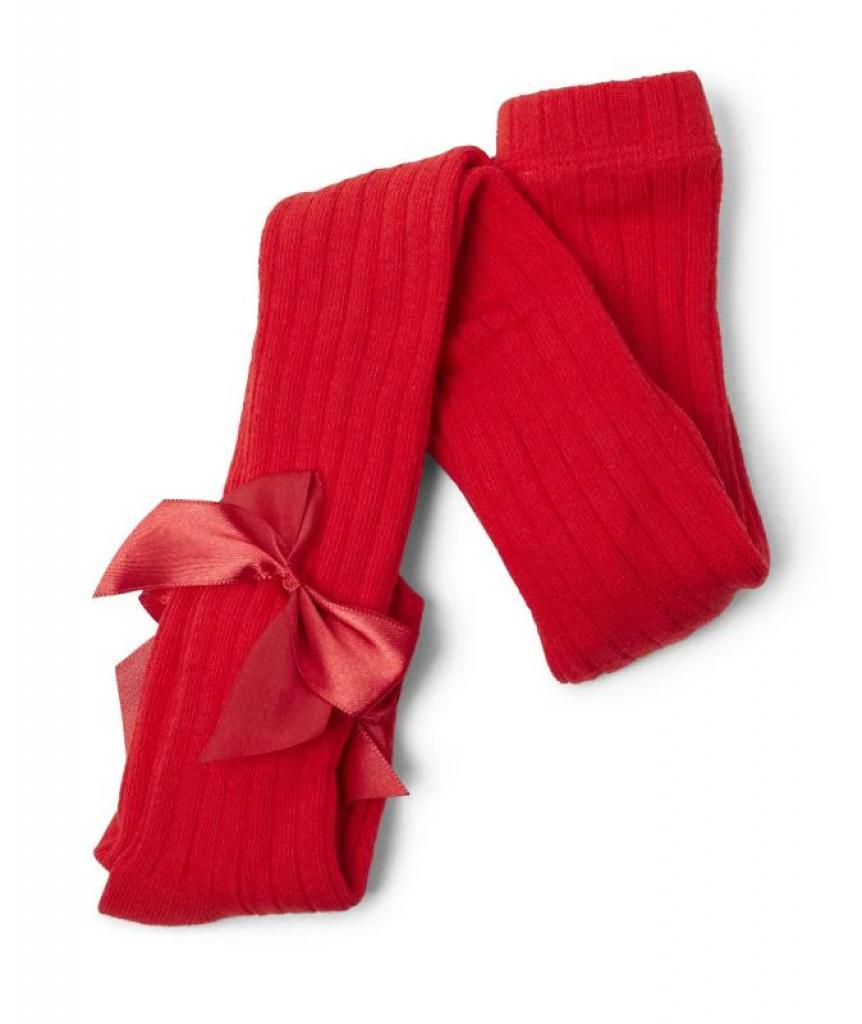 Sevva   SVKITTY-R Red Ribbed Bow tights ( choose 6m - 8year)