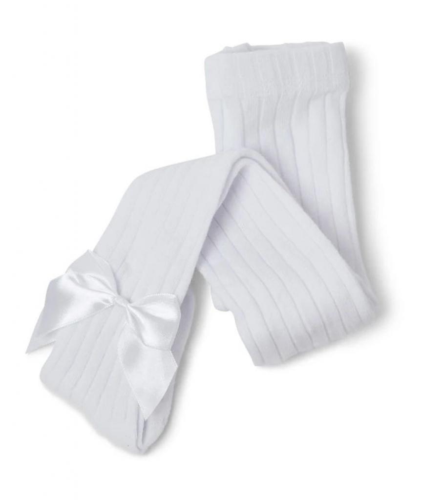 Sevva   SVKITTY-W White Ribbed Bow tights ( choose 6m - 8year)