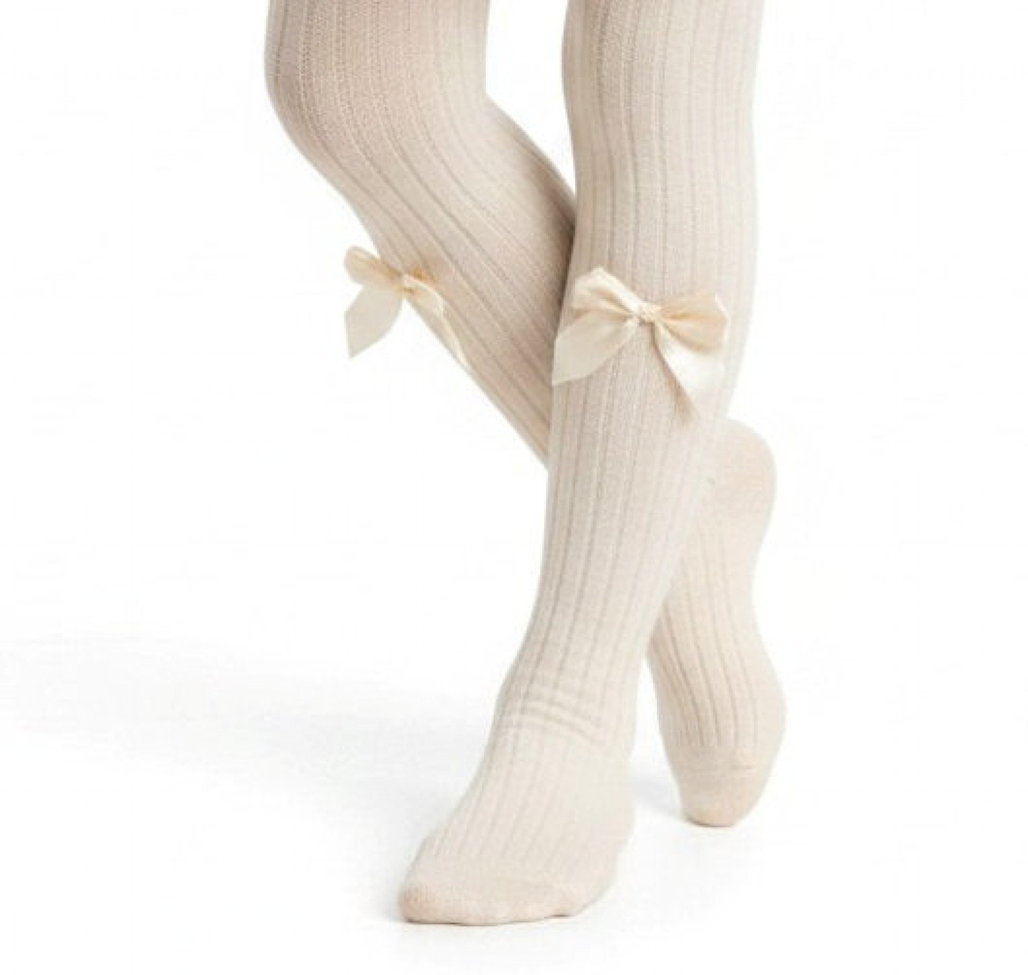 Sevva   SVKITTYI Ivory Ribbed Bow tights ( choose 6m - 8year)