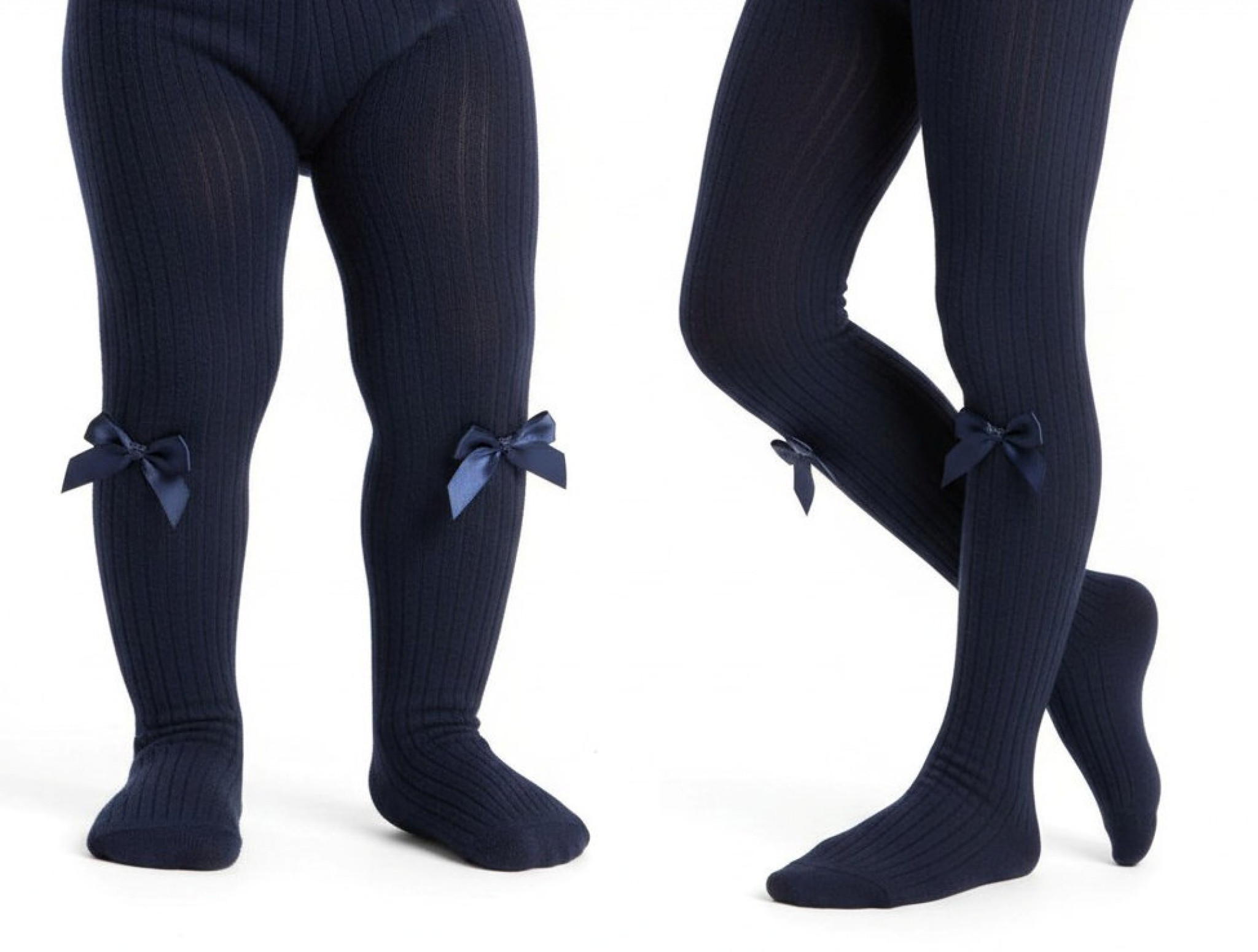 Sevva SVKITTYN Navy Ribbed Bow tights ( choose 6m - 8year)