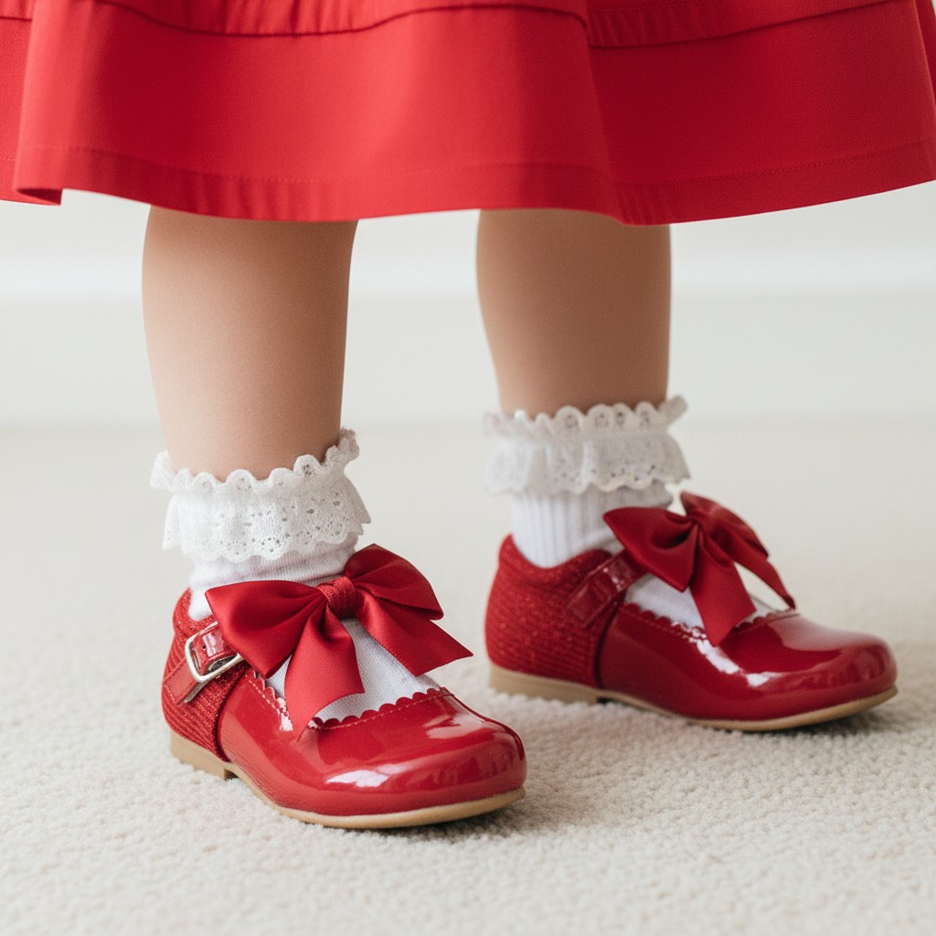 Sevva  * SVKristy-R Red Mary Jane Shoe with Bow (4 Infant - 2 Adult)