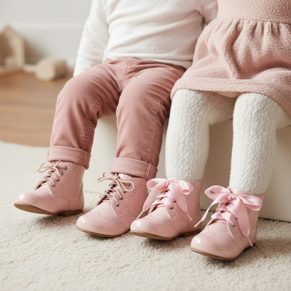 Sevva  * SVQuinn-P Boots Pink - Satin and Waxed Laces (4-12)