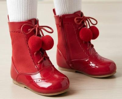 SVSienna-R  Pom Pom Boots Red  (2-12)