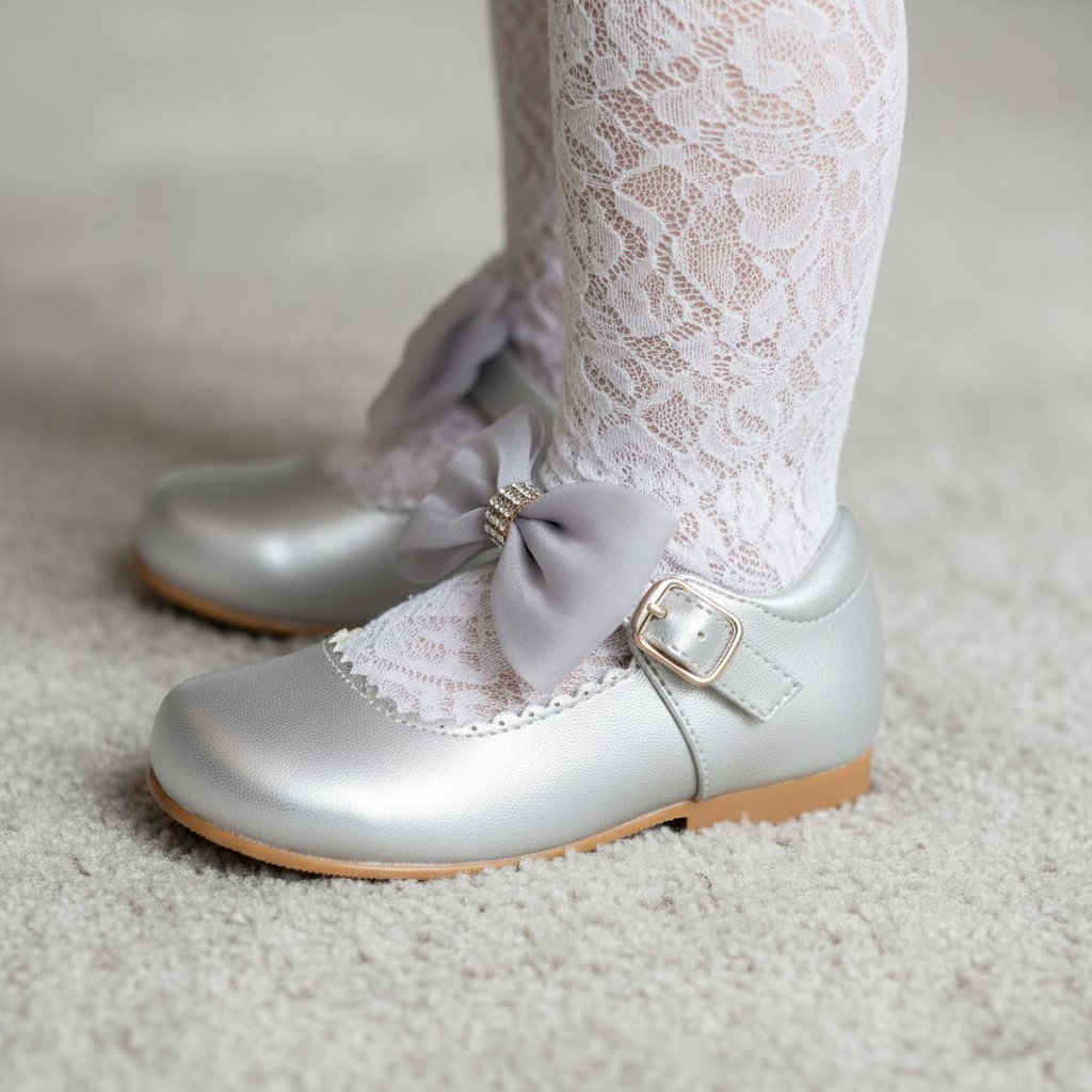 Sevva China  SVZURISi Silver Bow Shoes (4INF- 1 Adult)