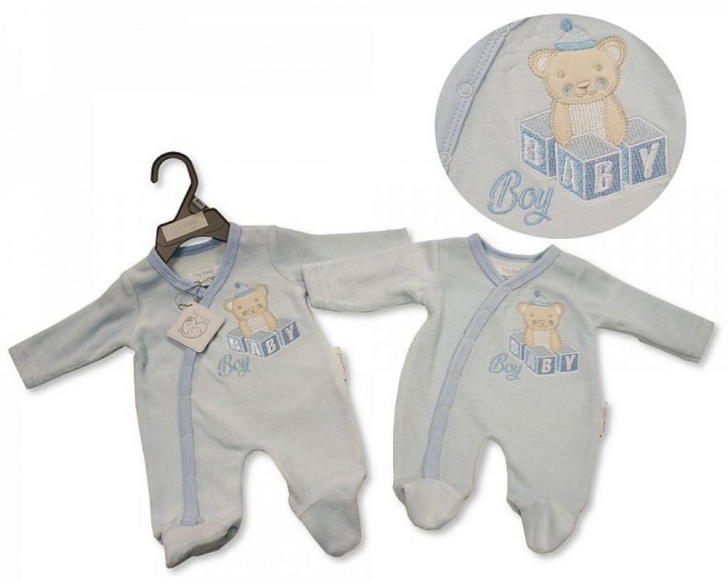 Tiny Baby PB-20-0077 5035320200774 TBLBW_20-0077 "Baby Boy" Velour All In One (3-8lbs)