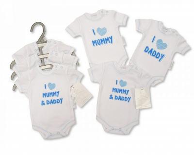 Tiny Baby GP-20-551 5035320205519 TBLBW20-551 "I Love Mummy & Daddy" Bodysuits (3-8lbs)