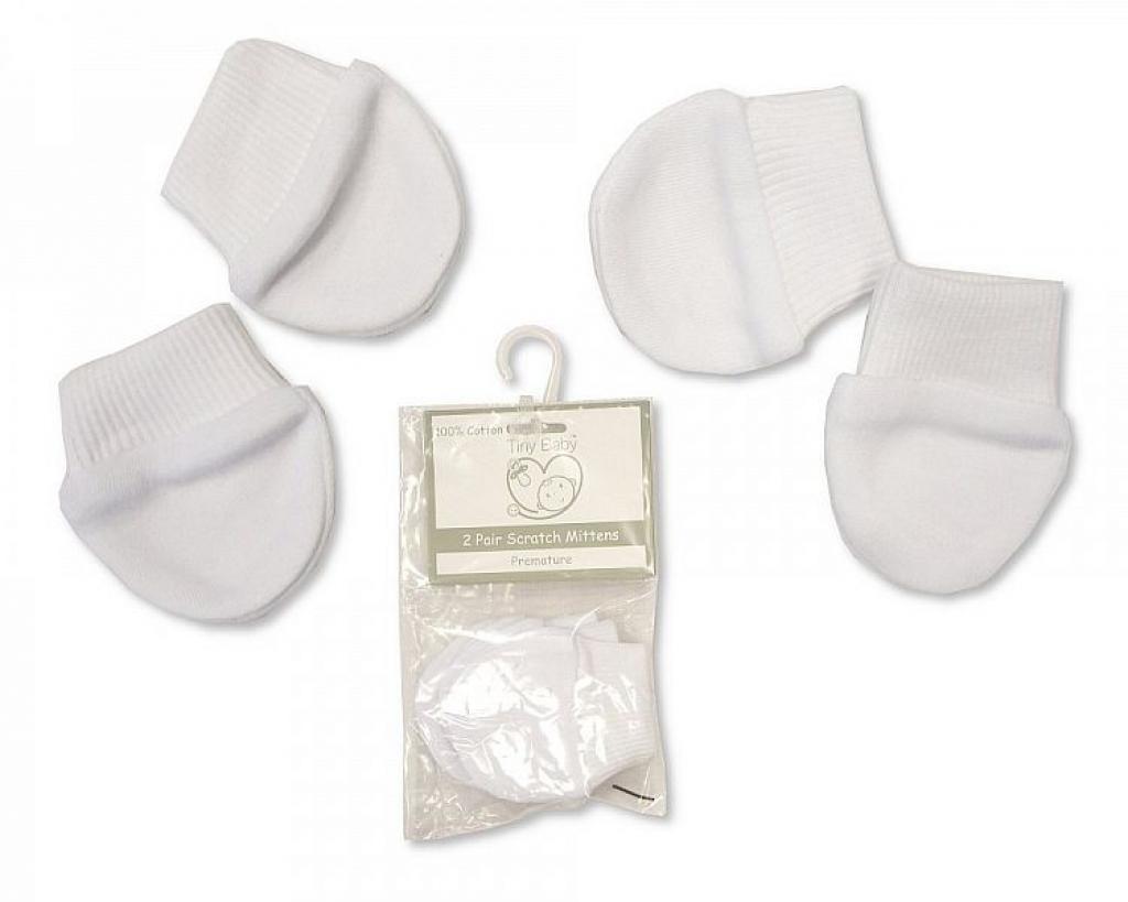 Tiny Baby  503532020400 0 TBLBW_400 Premature Bagged twin pack of White Scratch Mitts