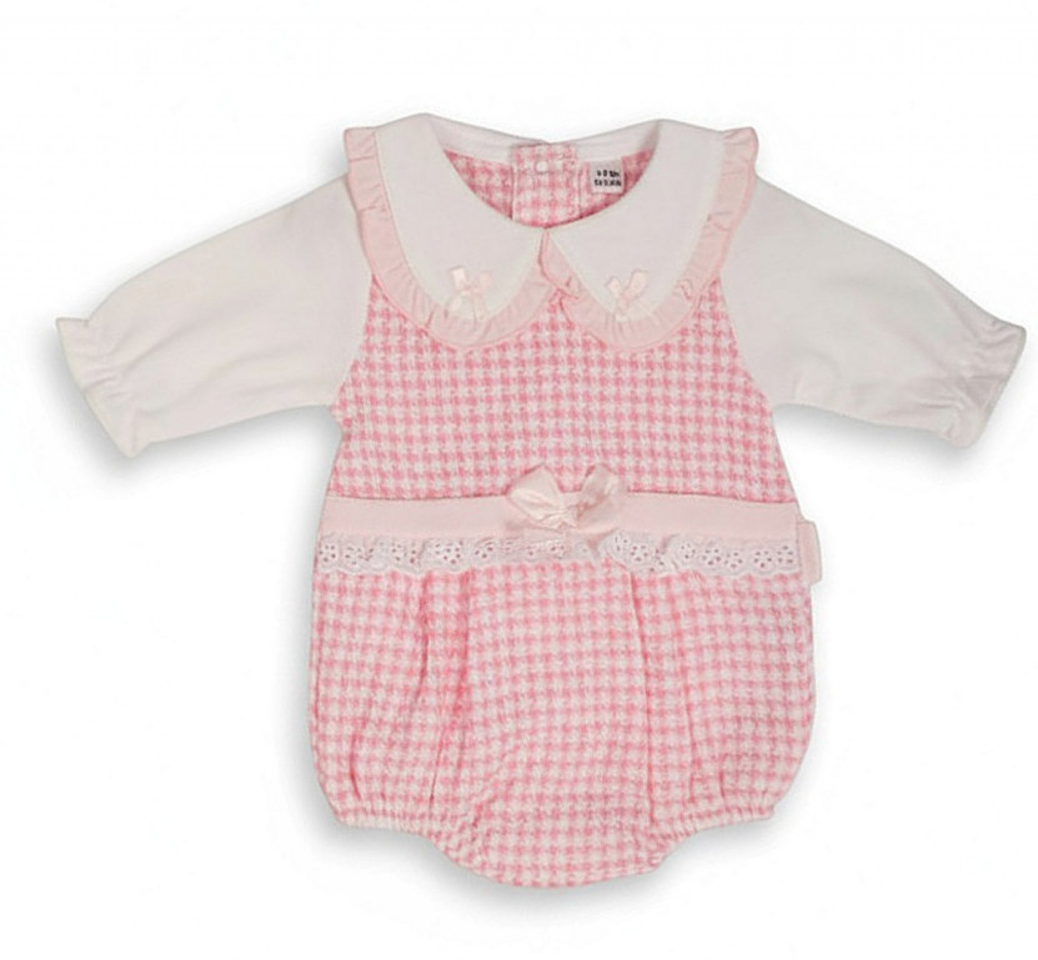 Tiny Chick PB-20-700 5035320207001 TC20-700P Dogtooth "Lace and Bows" Short Romper (3-8lbs)