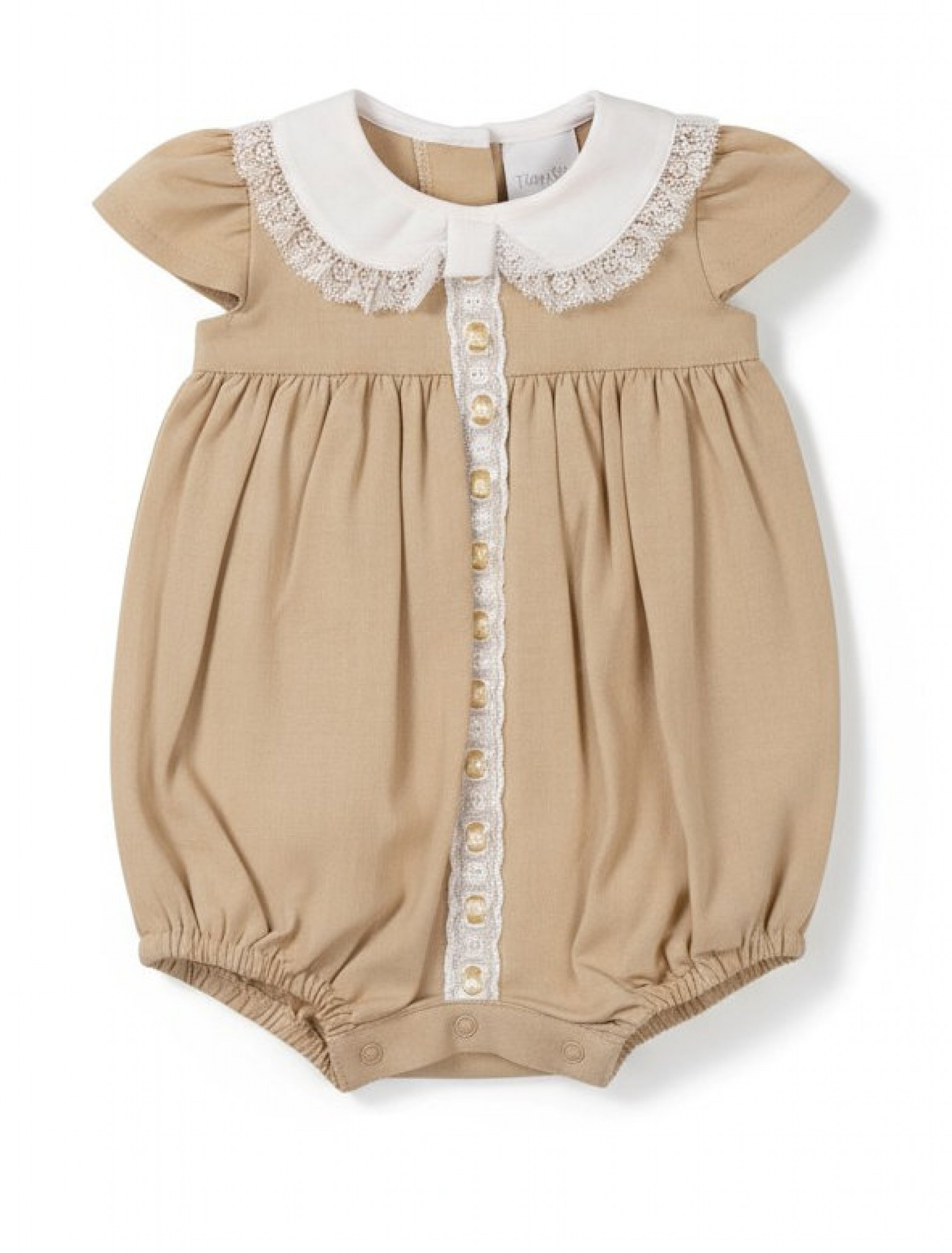Tiny Chick PB-20-715 5035320707150 TC20-715T Lace and Linen Romper(3-8lbs)