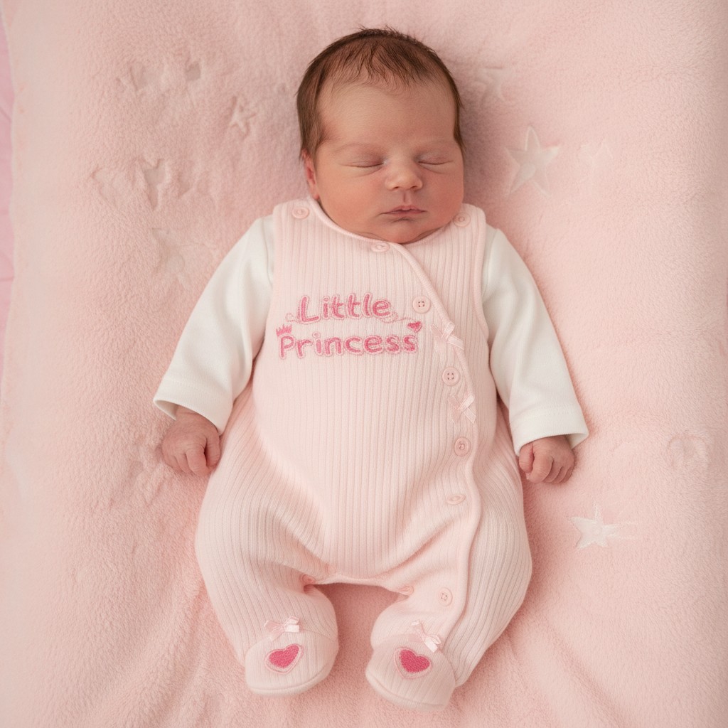 Tiny Chick PB-20-754  LBWTC20-752P Little Princess Dungaree Set (3-8lbs)