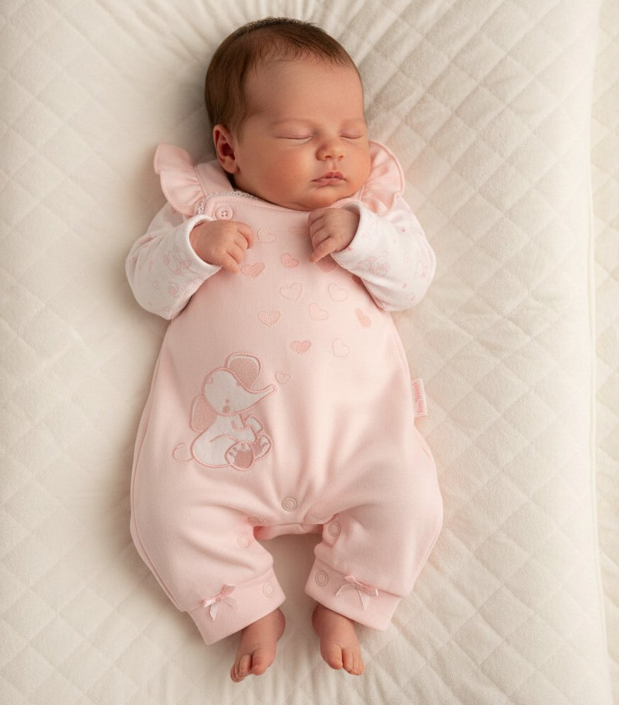 Tiny Chick PB-20-754  TC20-753P  Bows & Elephant Dungaree Set (3-8lbs)