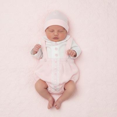 TCLBW20-368-P  Pink "Bow and Lace" Dungaree Set  (3-8lbs)