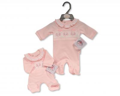 Tiny Chick PB-20-593E 503520615936 TCLBW20-593-E Pink Smocked "Elephant" All In One (3-8lbs)