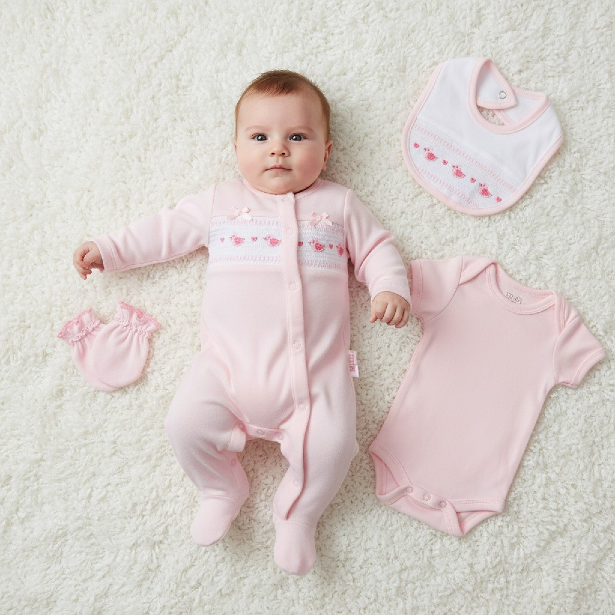 Tiny Chick PB-20-585P 5035320605951 TCLBW20-595-P Smocked "Ducks" 4 Piece Set (3-8lbs)